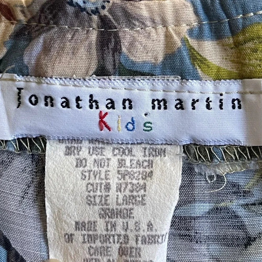 Jonathan Martin‎ Wrap Around Shorts Kids L Blue Floral Tropical Vintage Hawaiian